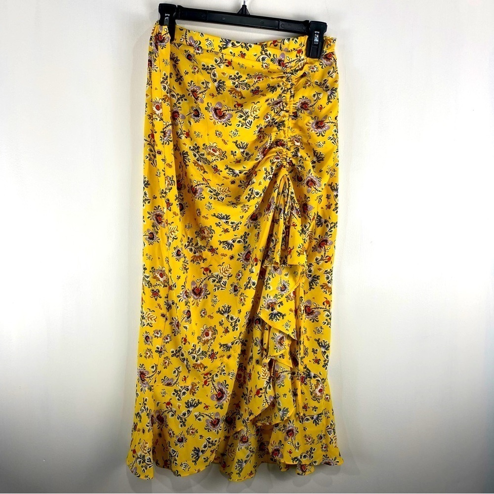 Max Studio: Ruffle Floral Print Slit Tie Maxi Skirt Summer Spring Size Large NWT